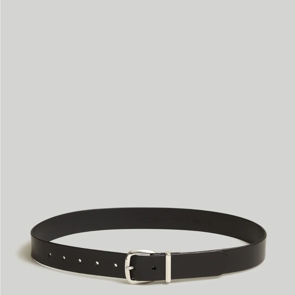 NWT Madewell Black The Essential Wide Leather Belt with Silver Hardware SOLD OUT